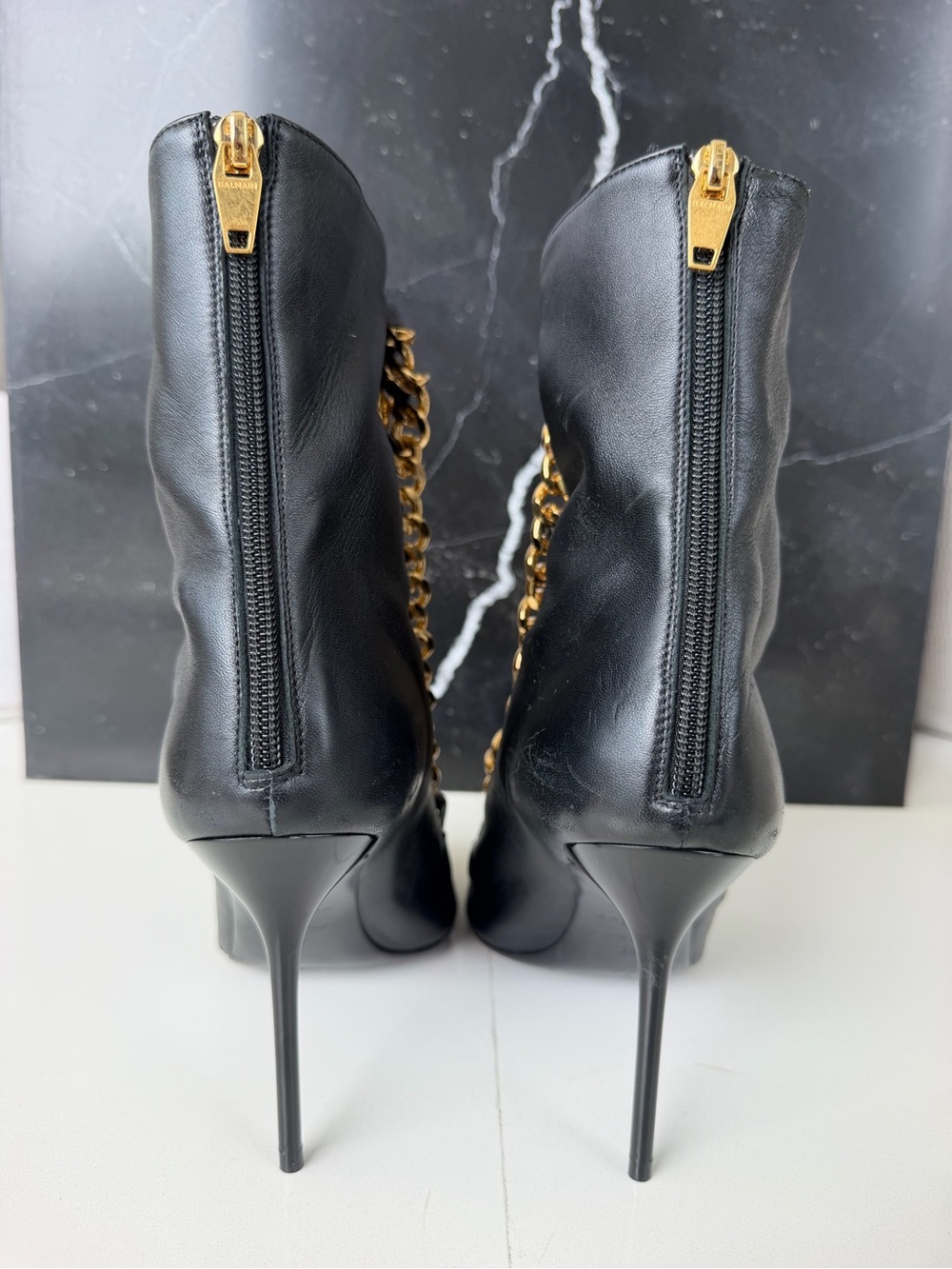 Balmain Chain-Embellished Open-Toe Booties - Picture 5 of 5